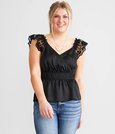 Satin Peplum Tank Top