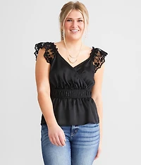 Satin Peplum Tank Top