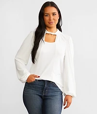 Cut-Out Brushed Knit Top