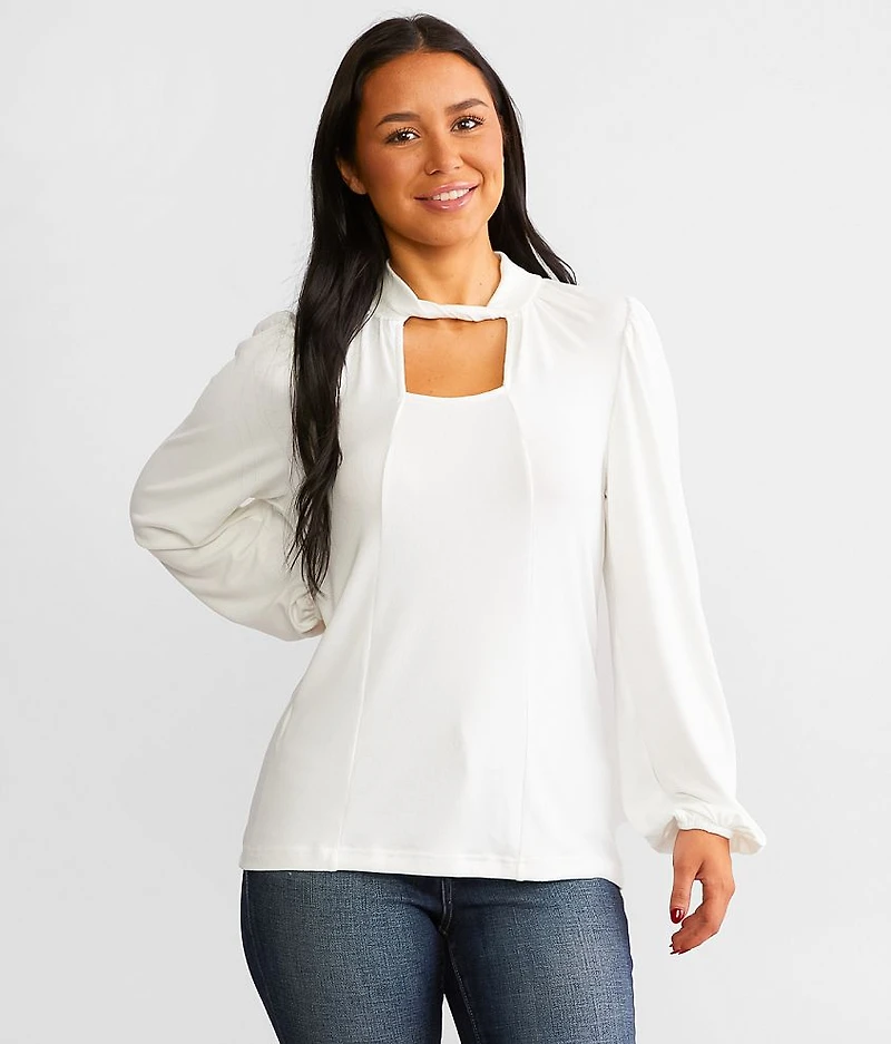 Cut-Out Brushed Knit Top