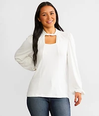 Cut-Out Brushed Knit Top