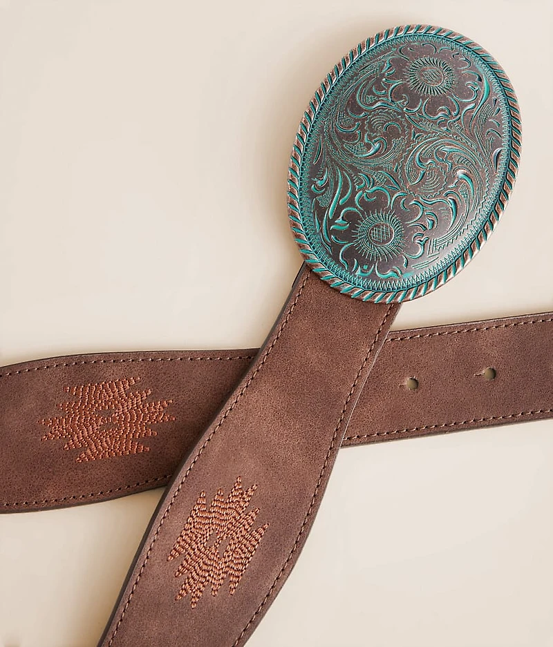 Western Embroidered Wave Belt