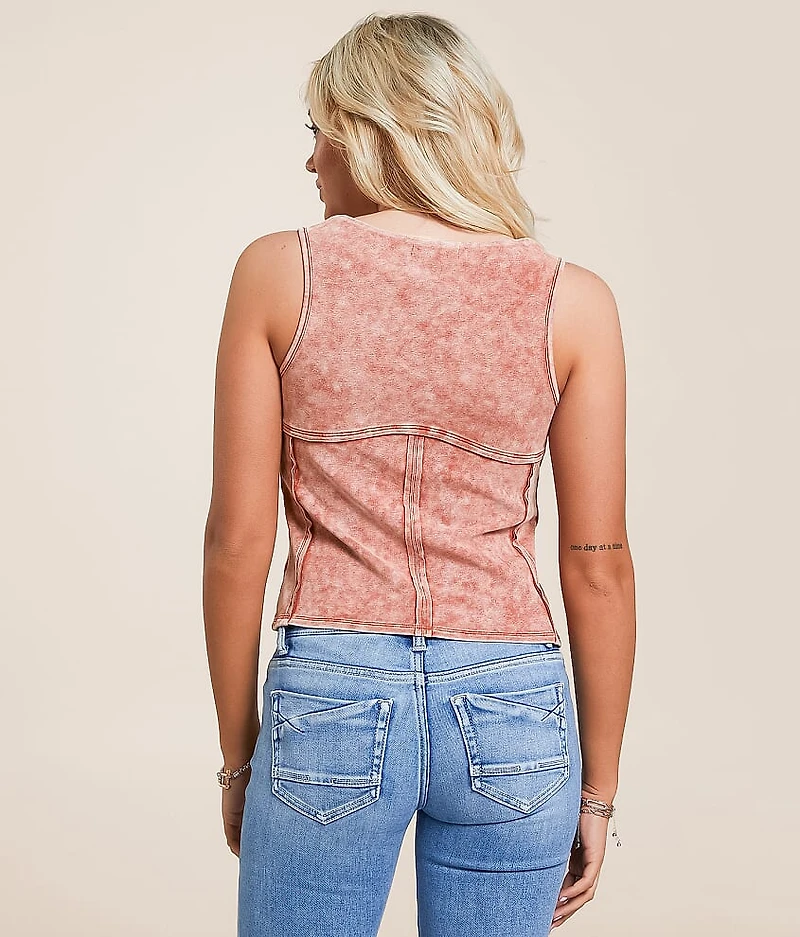 Raw Edge Ruched Tank Top
