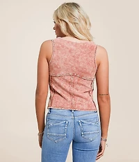 Raw Edge Ruched Tank Top