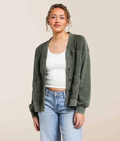 Raw Edge Washed Cardigan