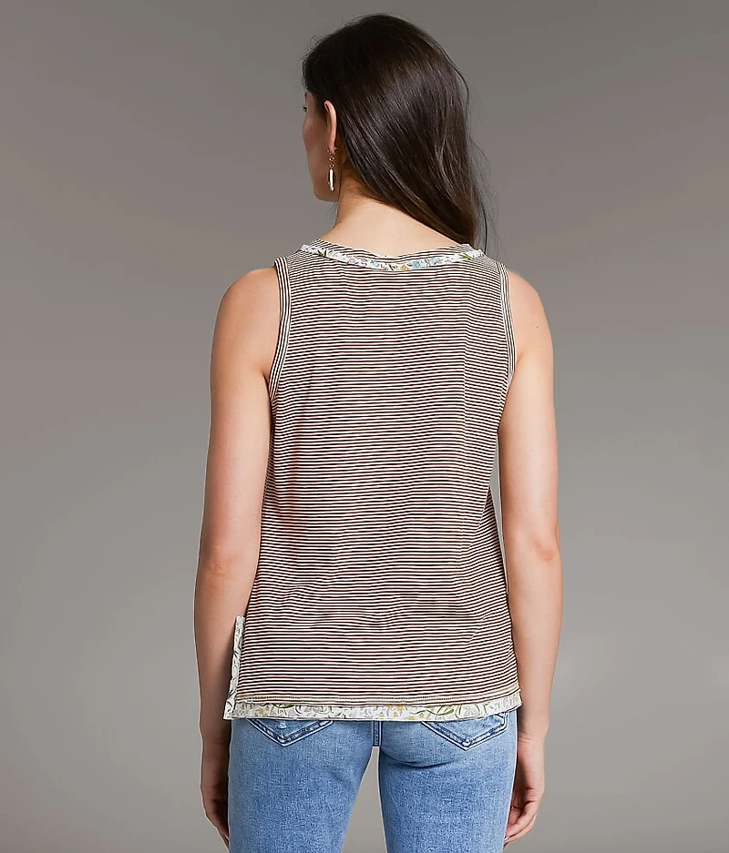 Striped Henley Tank Top
