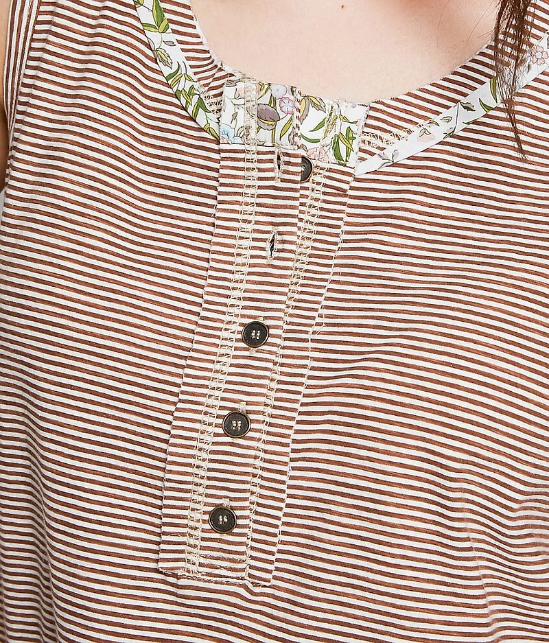 Striped Henley Tank Top