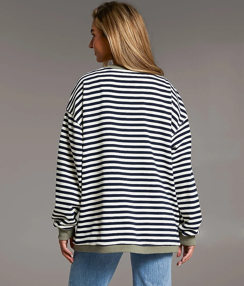 Striped Knit Oversized Cardigan