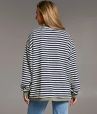 Striped Knit Oversized Cardigan
