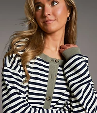 Striped Knit Oversized Cardigan