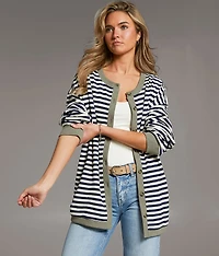 Striped Knit Oversized Cardigan