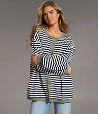 Striped Knit Oversized Cardigan