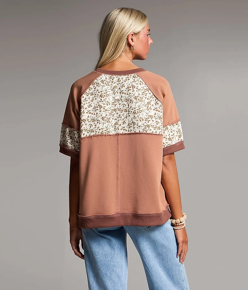 Pieced Floral Pullover