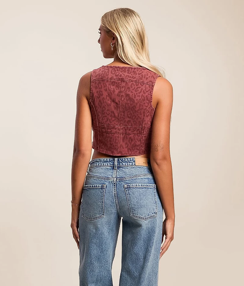 Cheetah Denim Stretch Vest