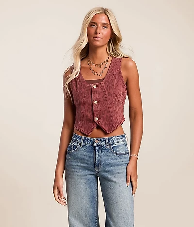 Cheetah Denim Stretch Vest