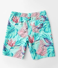 Boys - Tropical Print Swim Trunks
