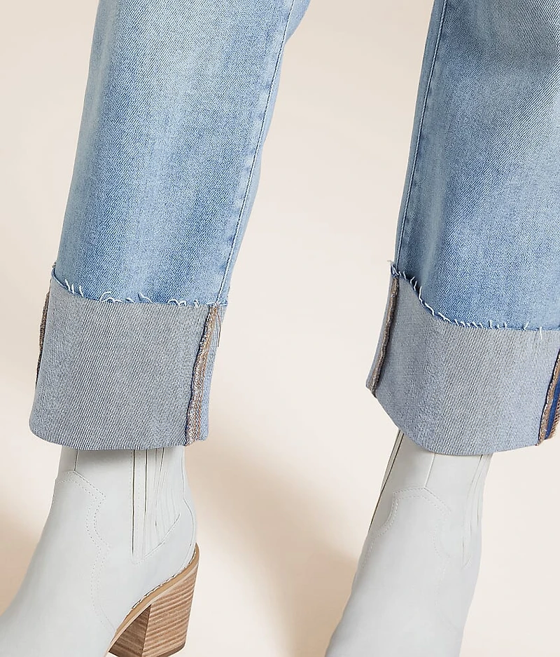 Ella Cropped Straight Stretch Cuffed Jean