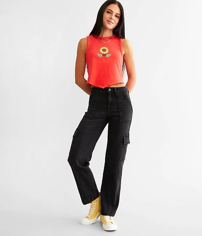 HIDDEN Tracey High Rise Straight Cargo Stretch Jean