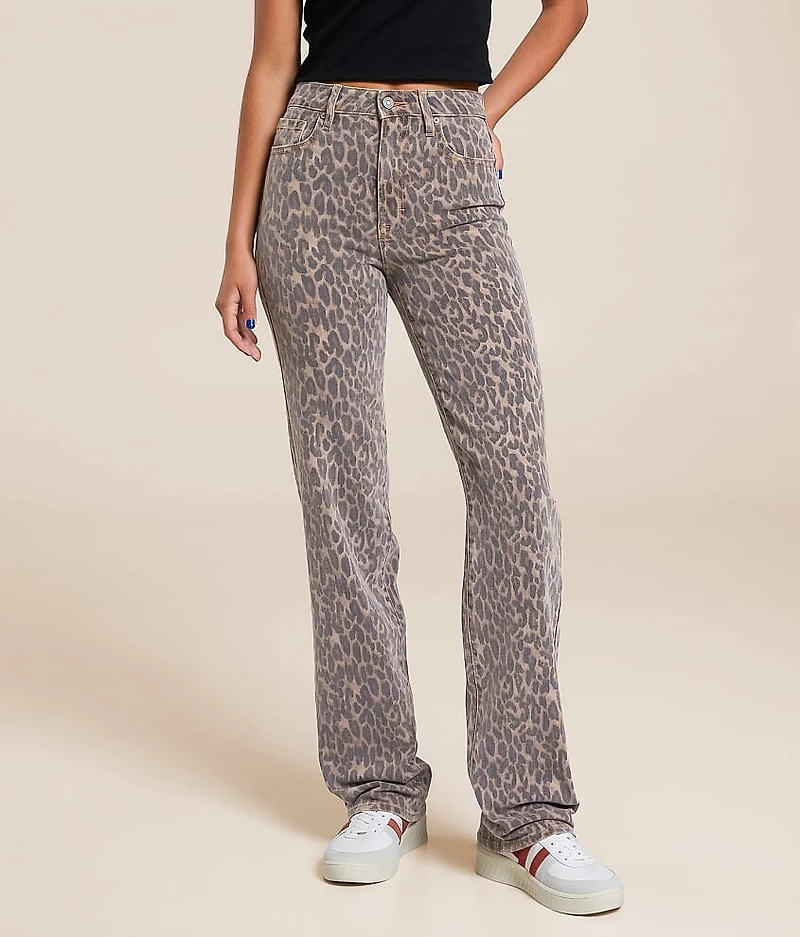HIDDEN Ella Classic Straight Cheetah Stretch Jean