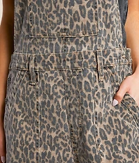 Dylan Cheetah Baggy Denim Overalls