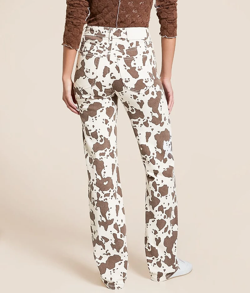 Ella Cow Print Classic Straight Stretch Jean