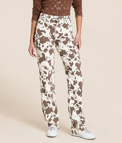 Ella Cow Print Classic Straight Stretch Jean
