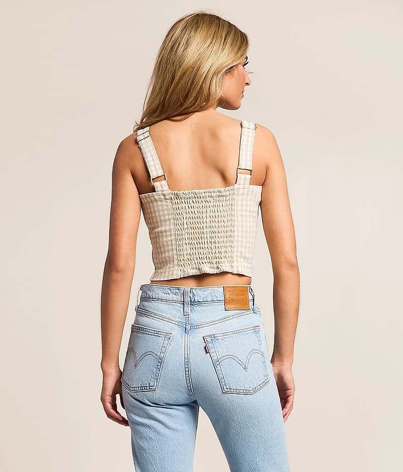 Gingham Denim Cropped Tank Top