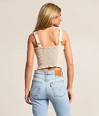 Gingham Denim Cropped Tank Top