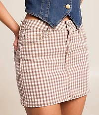 Peyton Gingham Denim Stretch Skirt
