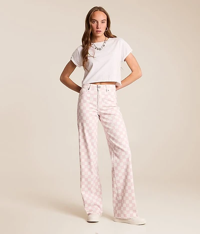 Sloane Dad Checker Print Stretch Jean