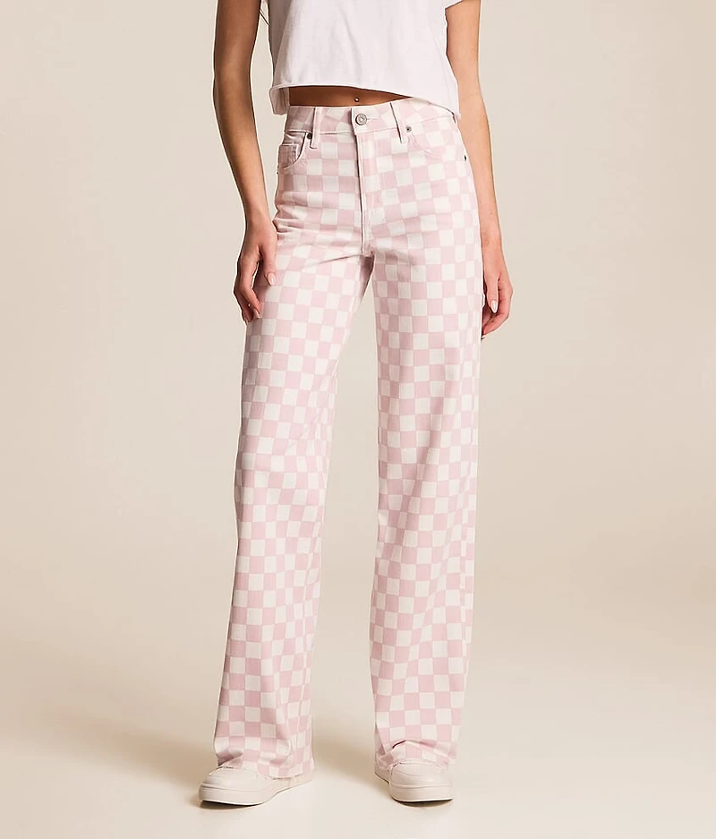 Sloane Dad Checker Print Stretch Jean