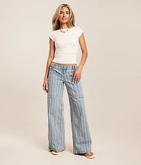 Blake Striped Ultra Wide Leg Stretch Jean