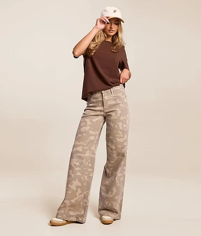 Sloane Ultra Wide Leg Camo Stretch Jean