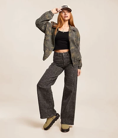 Sloane Cheetah Ultra Wide Leg Stretch Jean