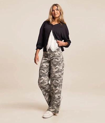 Sloane Ultra Wide Leg Camo Stretch Jean