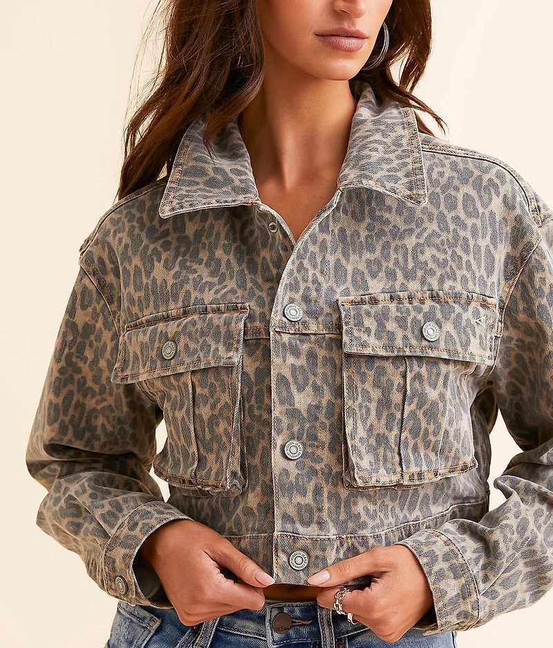 Cheetah Denim Cropped Jacket