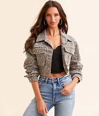Cheetah Denim Cropped Jacket