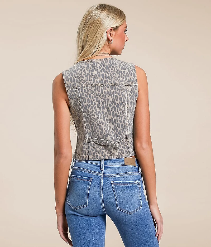 Cheetah Denim Stretch Vest