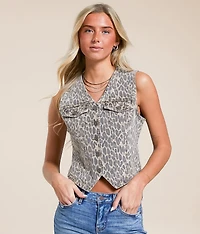 Cheetah Denim Stretch Vest