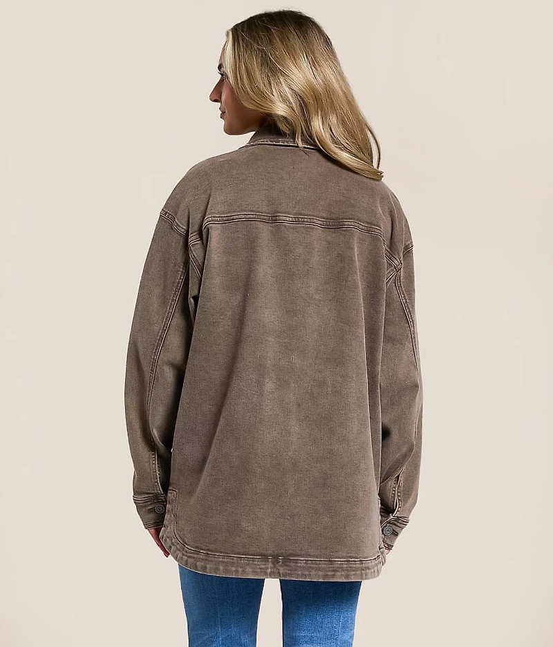 Washed Denim Oversized Stretch Shacket