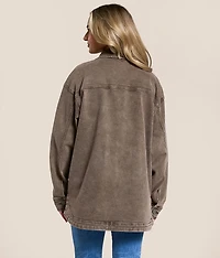Washed Denim Oversized Stretch Shacket