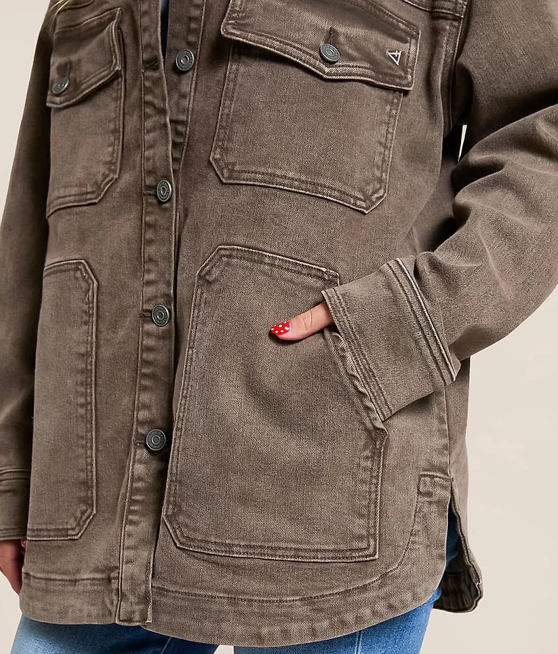 Washed Denim Oversized Stretch Shacket