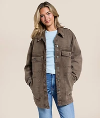 Washed Denim Oversized Stretch Shacket