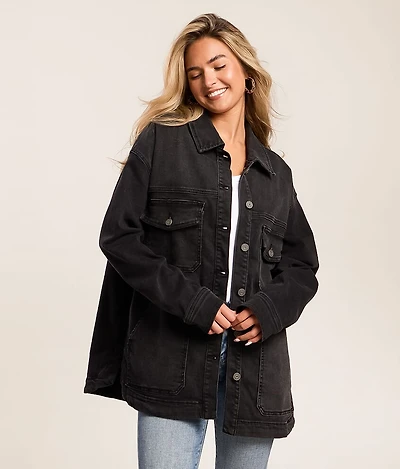 Oversized Denim Stretch Shacket