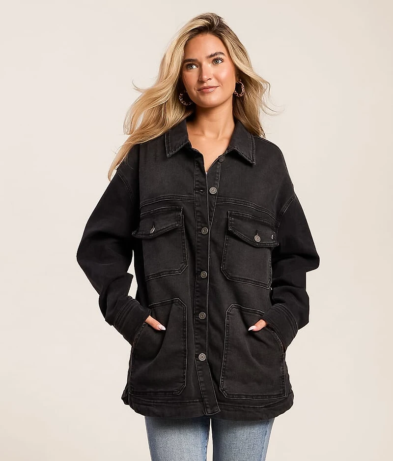 Oversized Denim Stretch Shacket