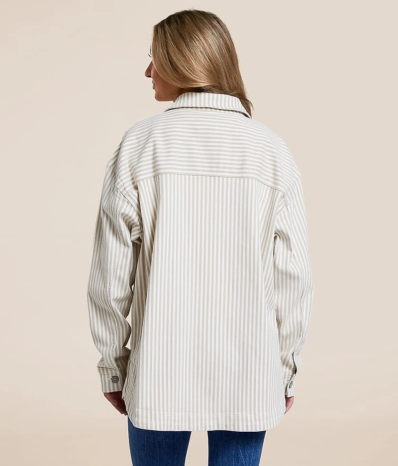 Striped Denim Stretch Shacket