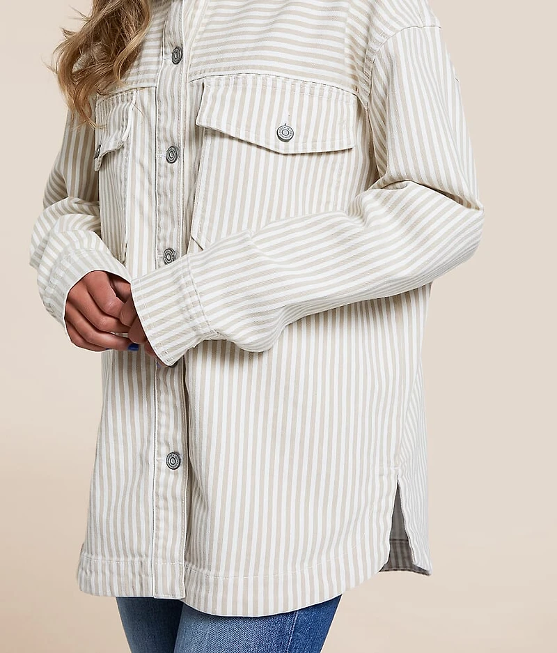 Striped Denim Stretch Shacket