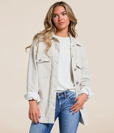 Striped Denim Stretch Shacket