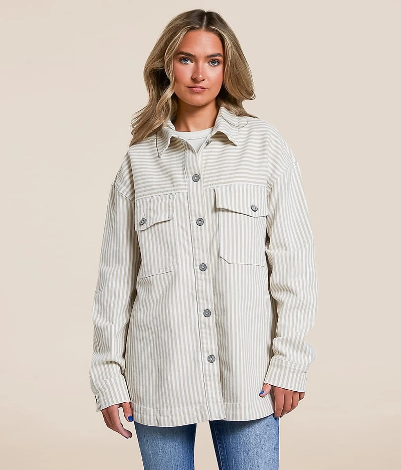 Striped Denim Stretch Shacket