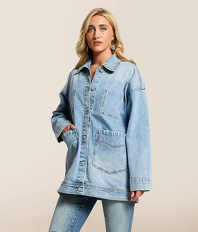 Oversized Trucker Denim Stretch Jacket